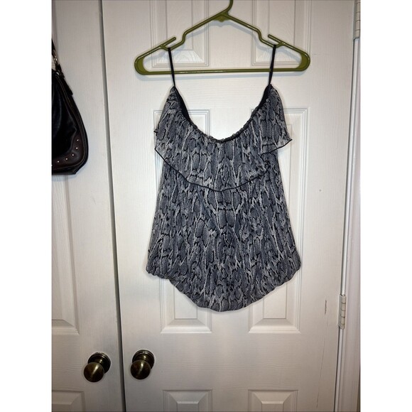 Vintage Dots Large Snakeskin Print Ruffle Tube Peplum Top Festival Y2K Sexy Cute - Picture 1 of 6